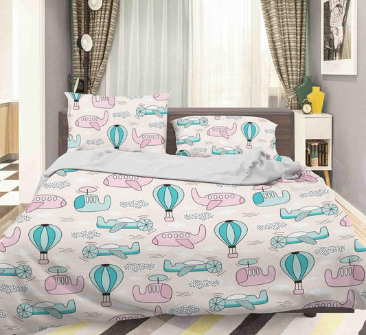 3D Cartoon Airplane Hot Air Balloon Quilt Cover Set Bedding Set Duvet Cover Pillowcases LXL
