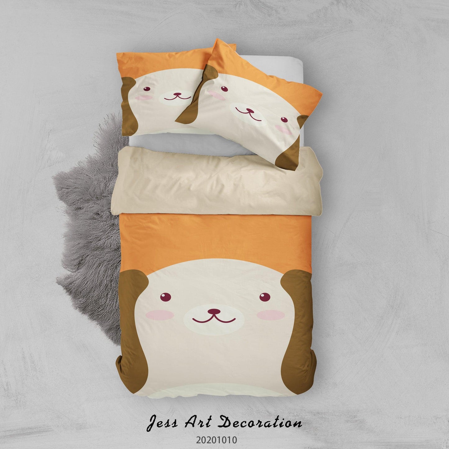 3D Cartoon Cute Animal Dog Quilt Cover Set Bedding Set Duvet Cover Pillowcases WJ 9543