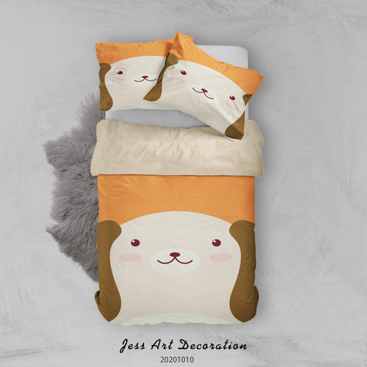 3D Cartoon Cute Animal Dog Quilt Cover Set Bedding Set Duvet Cover Pillowcases WJ 9543