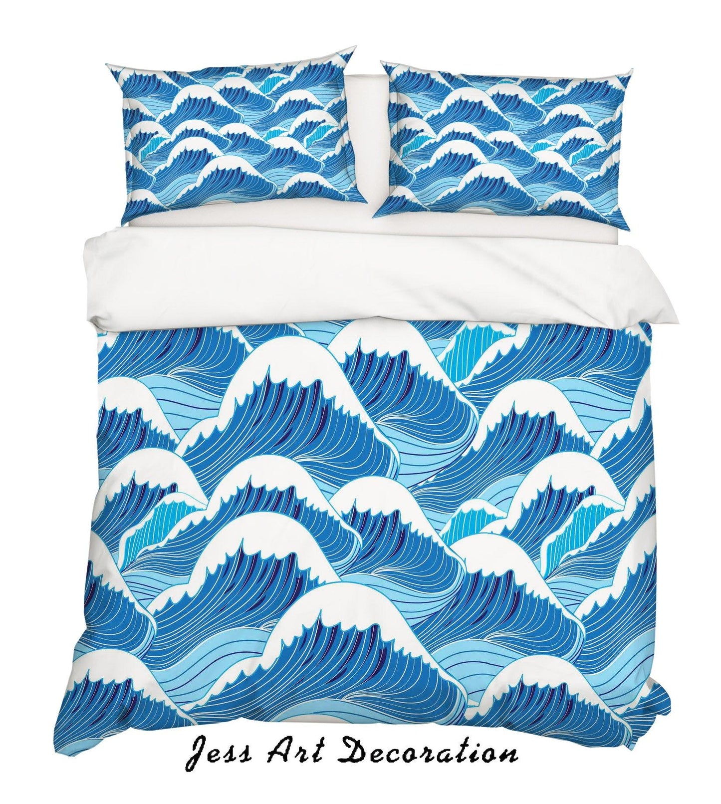 3D Abstract Blue Waves Quilt Cover Set Bedding Set Pillowcases 02
