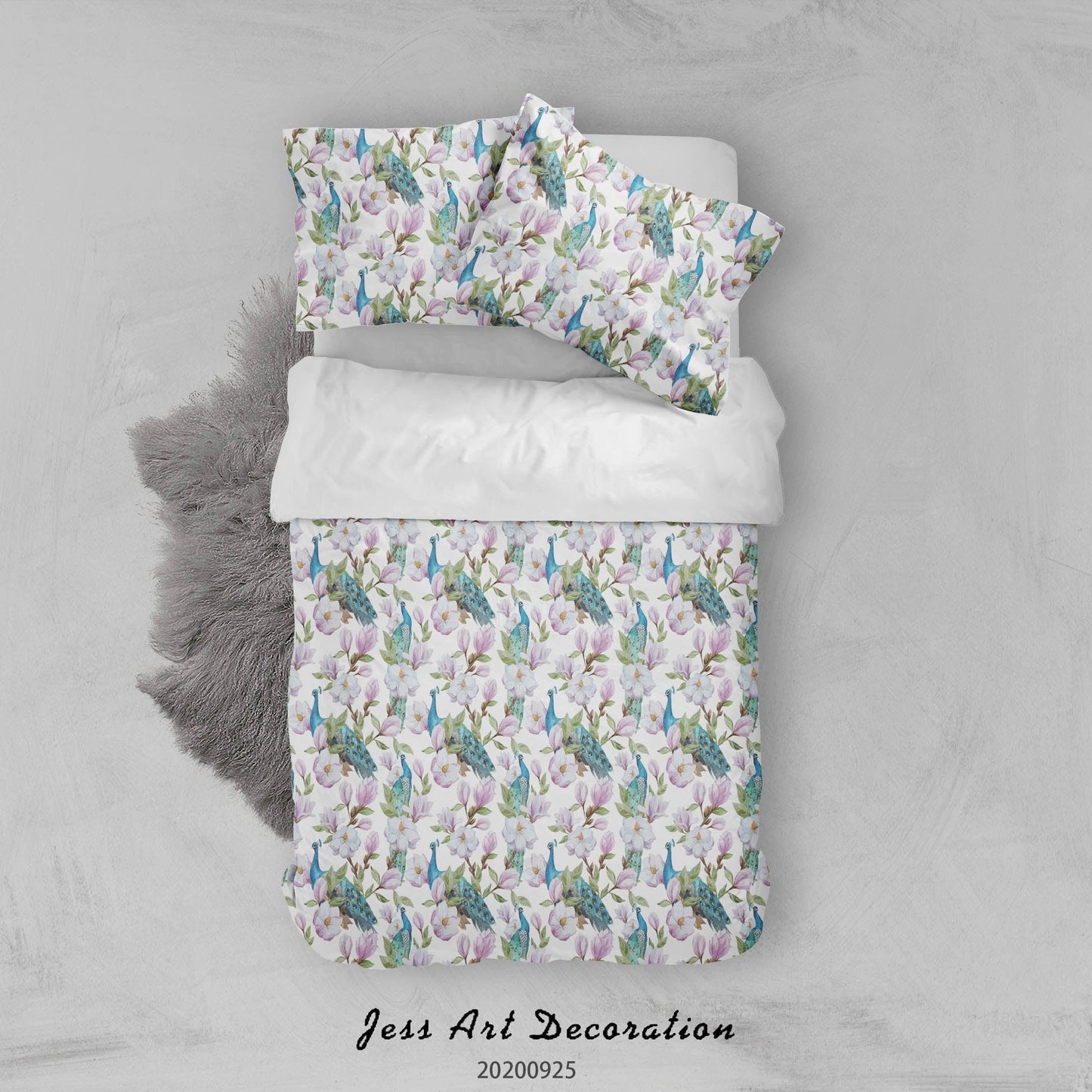 3D Cartoon Animal Peacock Pattern Quilt Cover Set Bedding Set Duvet Cover Pillowcases WJ 6458