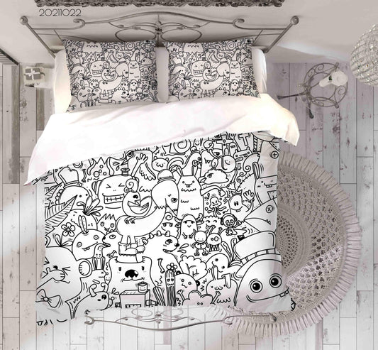 3D Abstract Monster Graffiti Quilt Cover Set Bedding Set Duvet Cover Pillowcases 38