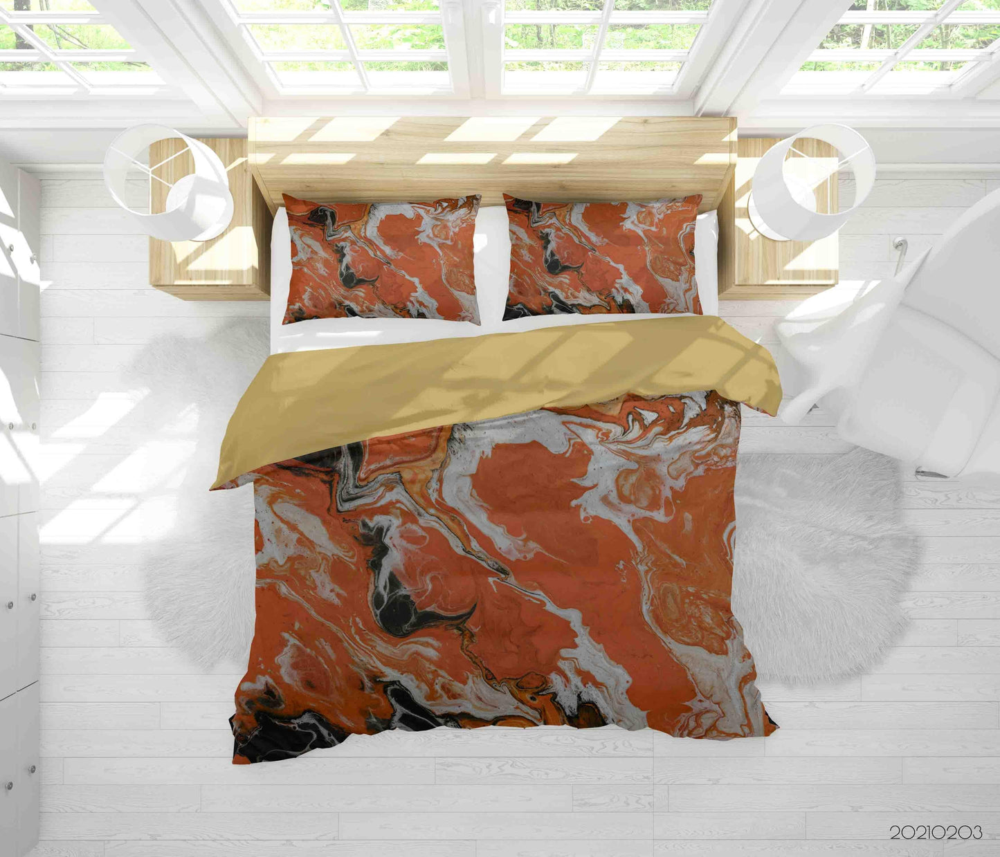 3D Abstract Orange Marble Texture Quilt Cover Set Bedding Set Duvet Cover Pillowcases 92
