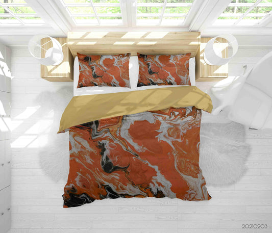 3D Abstract Orange Marble Texture Quilt Cover Set Bedding Set Duvet Cover Pillowcases 92