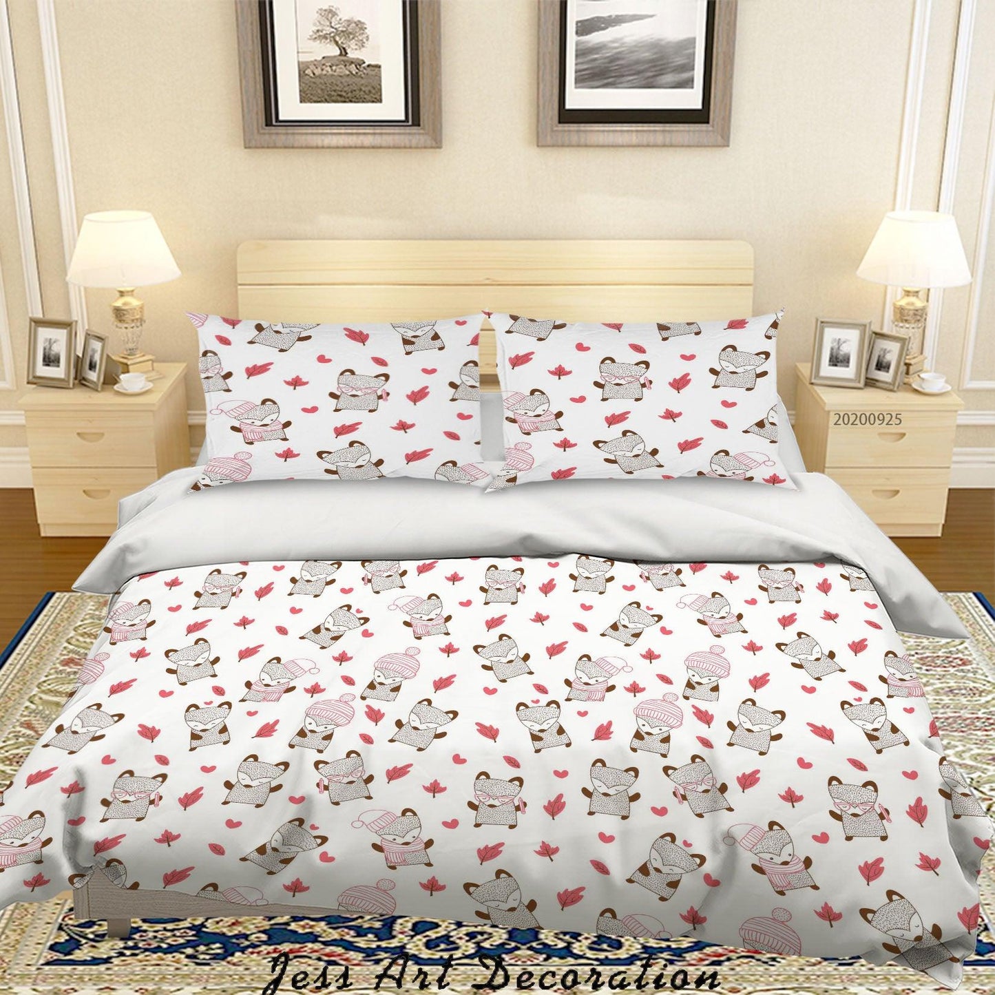 3D Cartoon Animal Fox Pattern Quilt Cover Set Bedding Set Duvet Cover Pillowcases WJ 6512