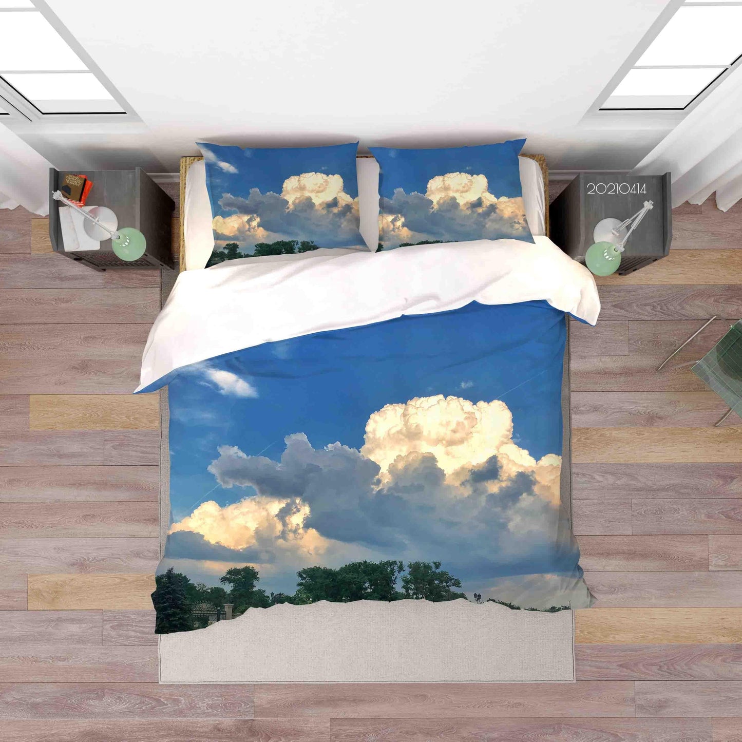 3D Blue Sky White Cloud Forest Quilt Cover Set Bedding Set Duvet Cover Pillowcases 72 LQH