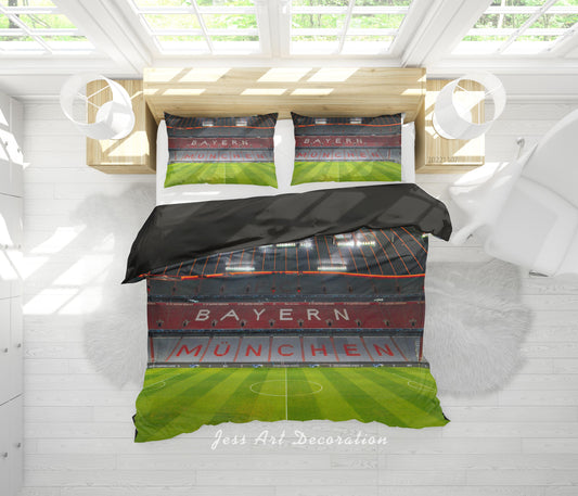 3D Bayern Munich Football Field Lamplight Quilt Cover Set Bedding Set Duvet Cover Pillowcase 726