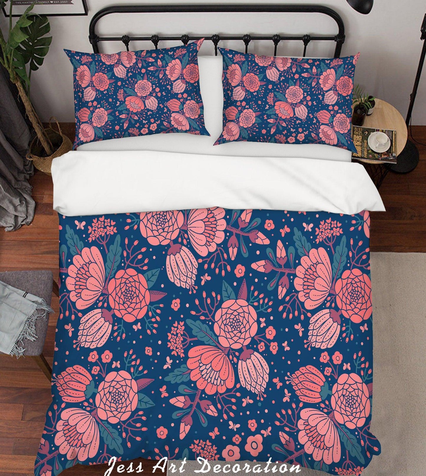 3D Blue Red Floral Quilt Cover Set Bedding Set Pillowcases SF37