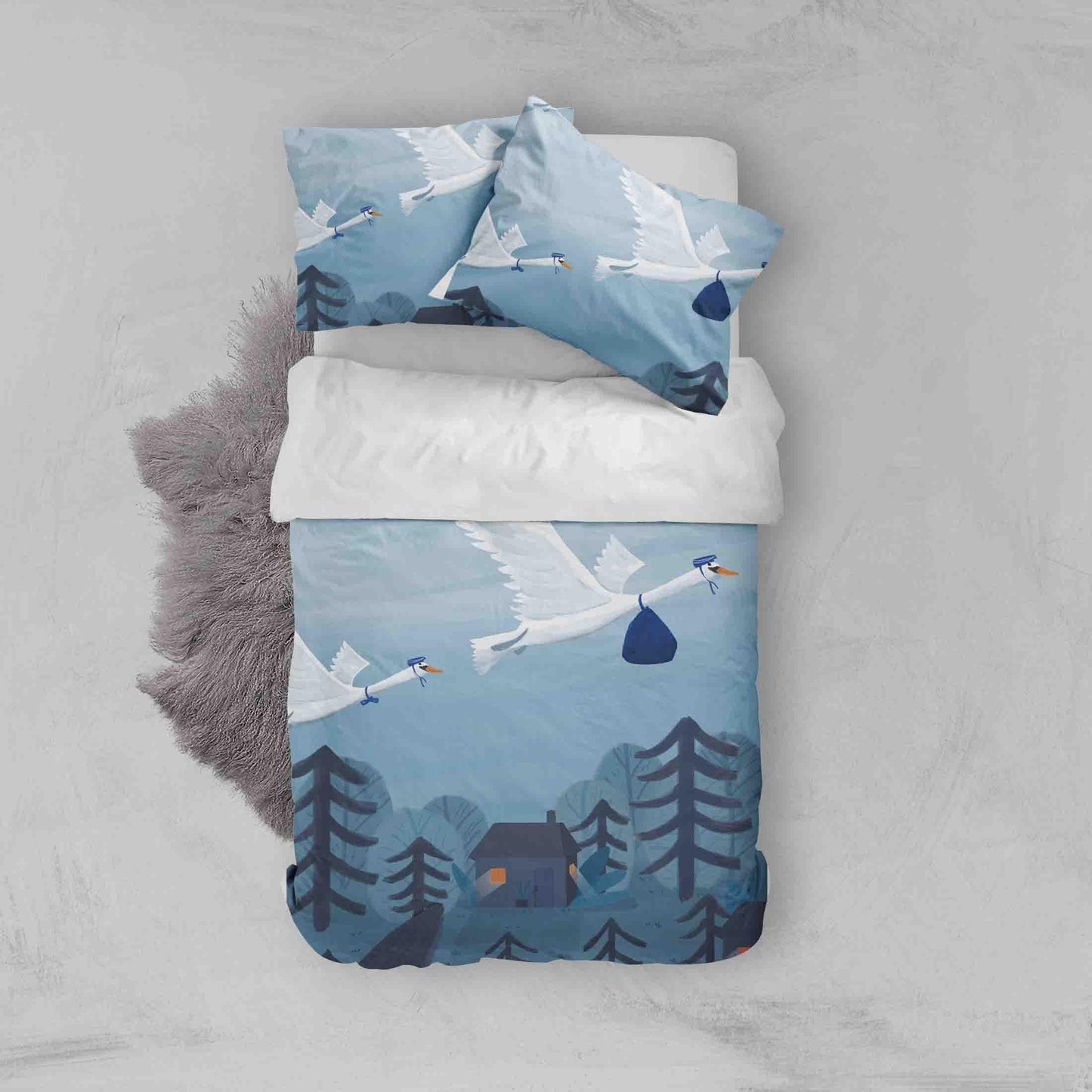 3D Blue Bird Leaves Quilt Cover Set Bedding Set Pillowcases 153