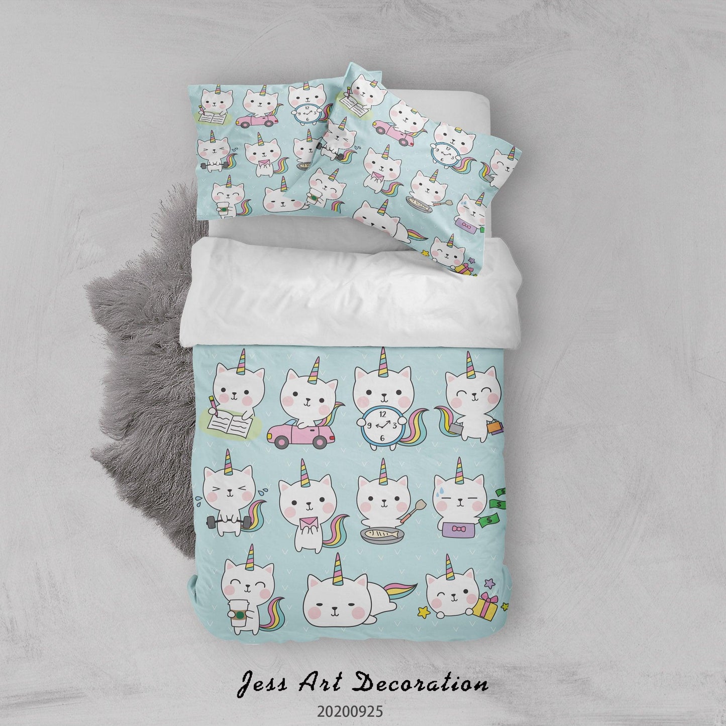3D Cartoon Animal Cat Pattern Quilt Cover Set Bedding Set Duvet Cover Pillowcases WJ 6481
