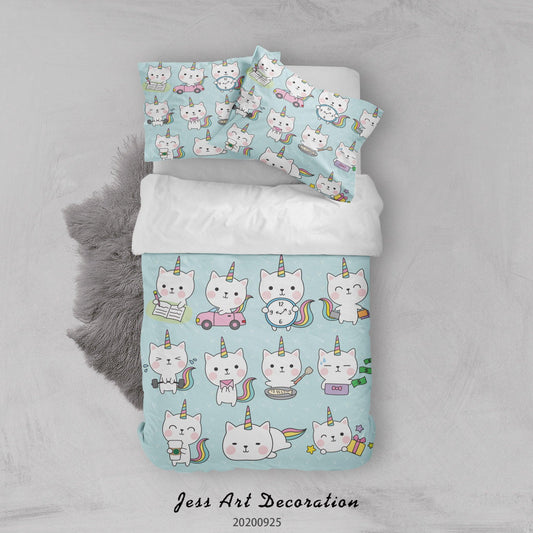3D Cartoon Animal Cat Pattern Quilt Cover Set Bedding Set Duvet Cover Pillowcases WJ 6481