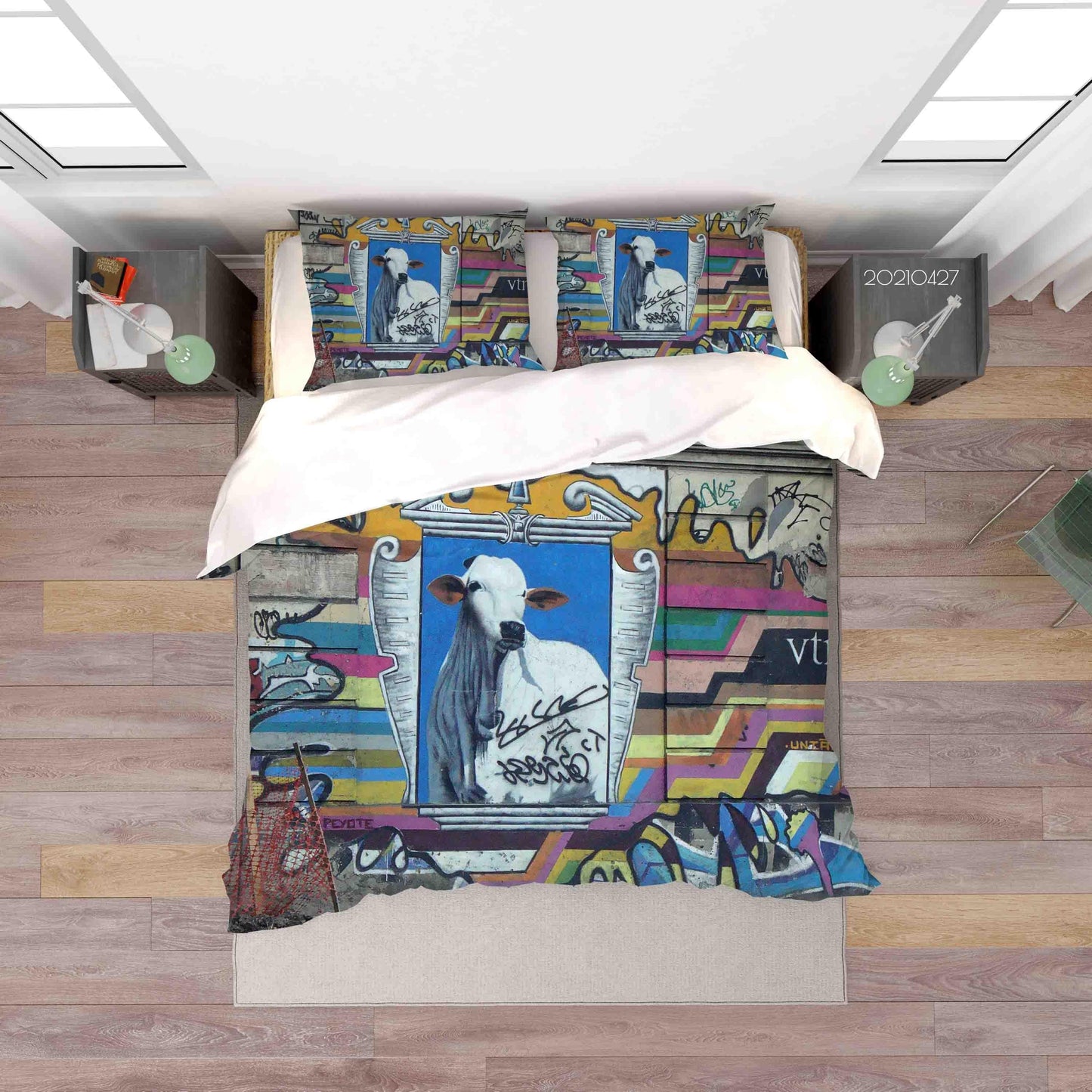 3D Abstract Colored Street Graffiti Quilt Cover Set Bedding Set Duvet Cover Pillowcases 132