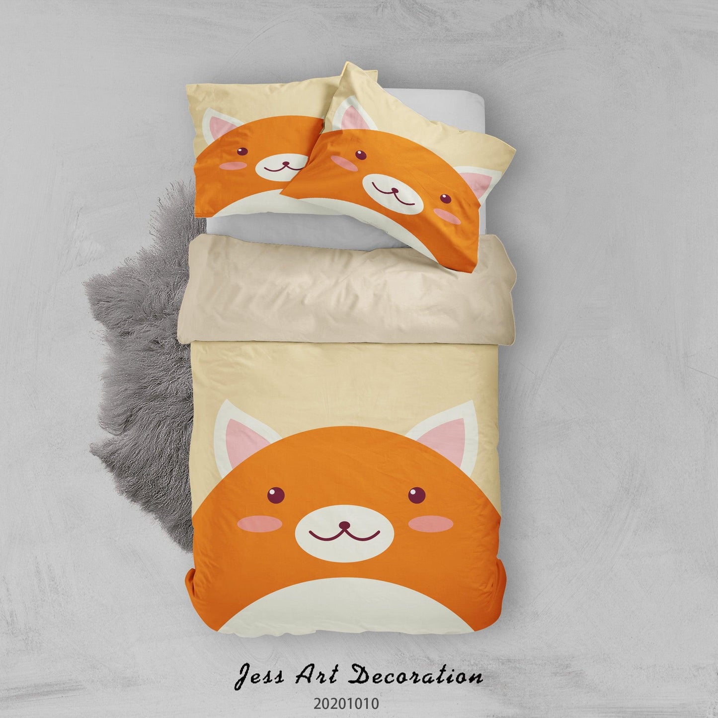 3D Cartoon Cute Animal Bear Quilt Cover Set Bedding Set Duvet Cover Pillowcases WJ 9533