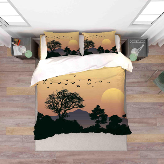 3D Birds Sunset Sky Forest Quilt Cover Set Bedding Set Duvet Cover Pillowcases 35 LQH