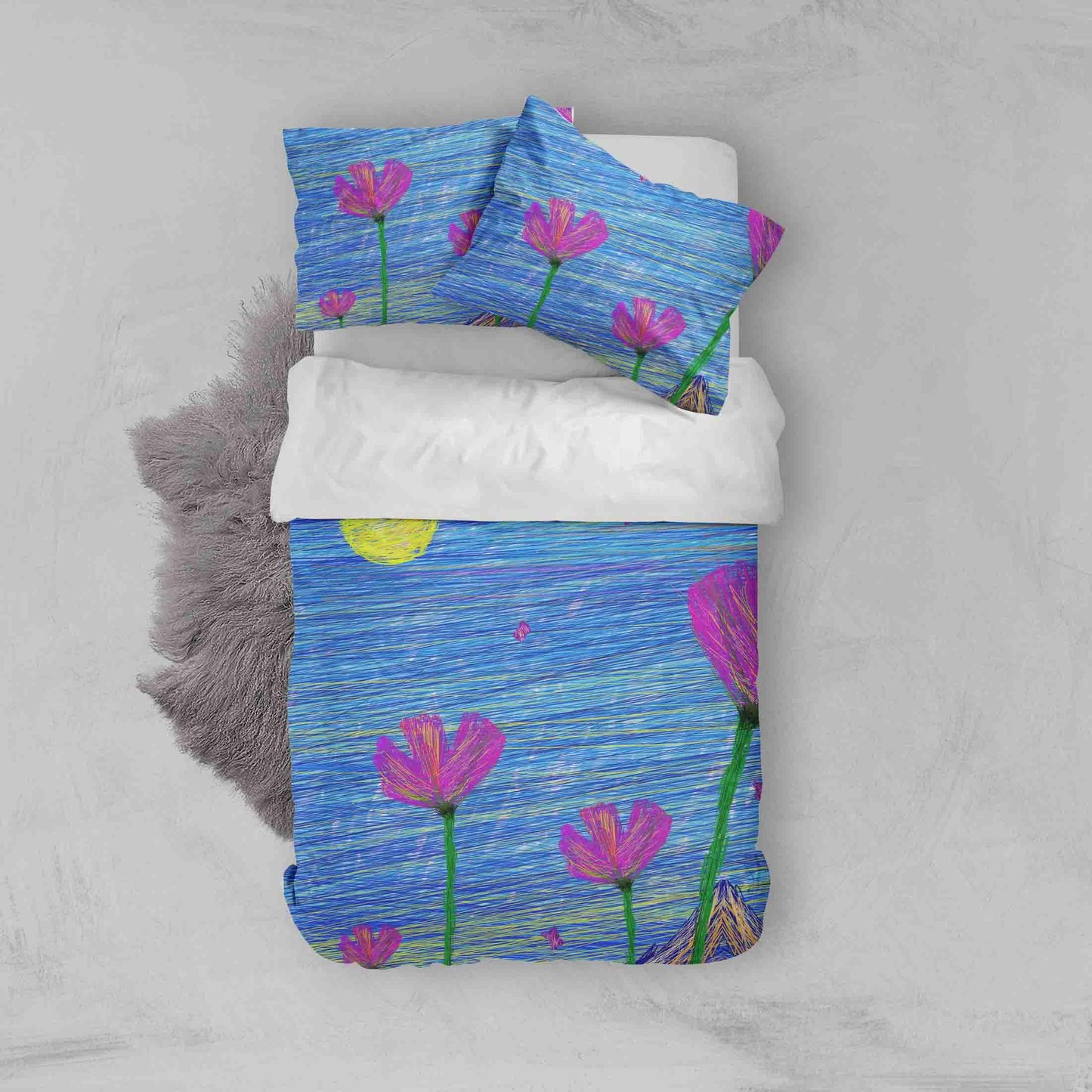 3D Blue Floral Quilt Cover Set Bedding Set Pillowcases 132