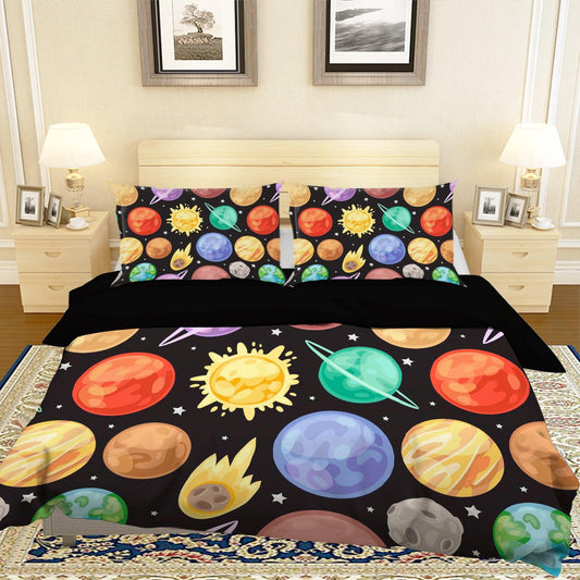 3D Cartoon Planet Quilt Cover Set Bedding Set Pillowcases 74