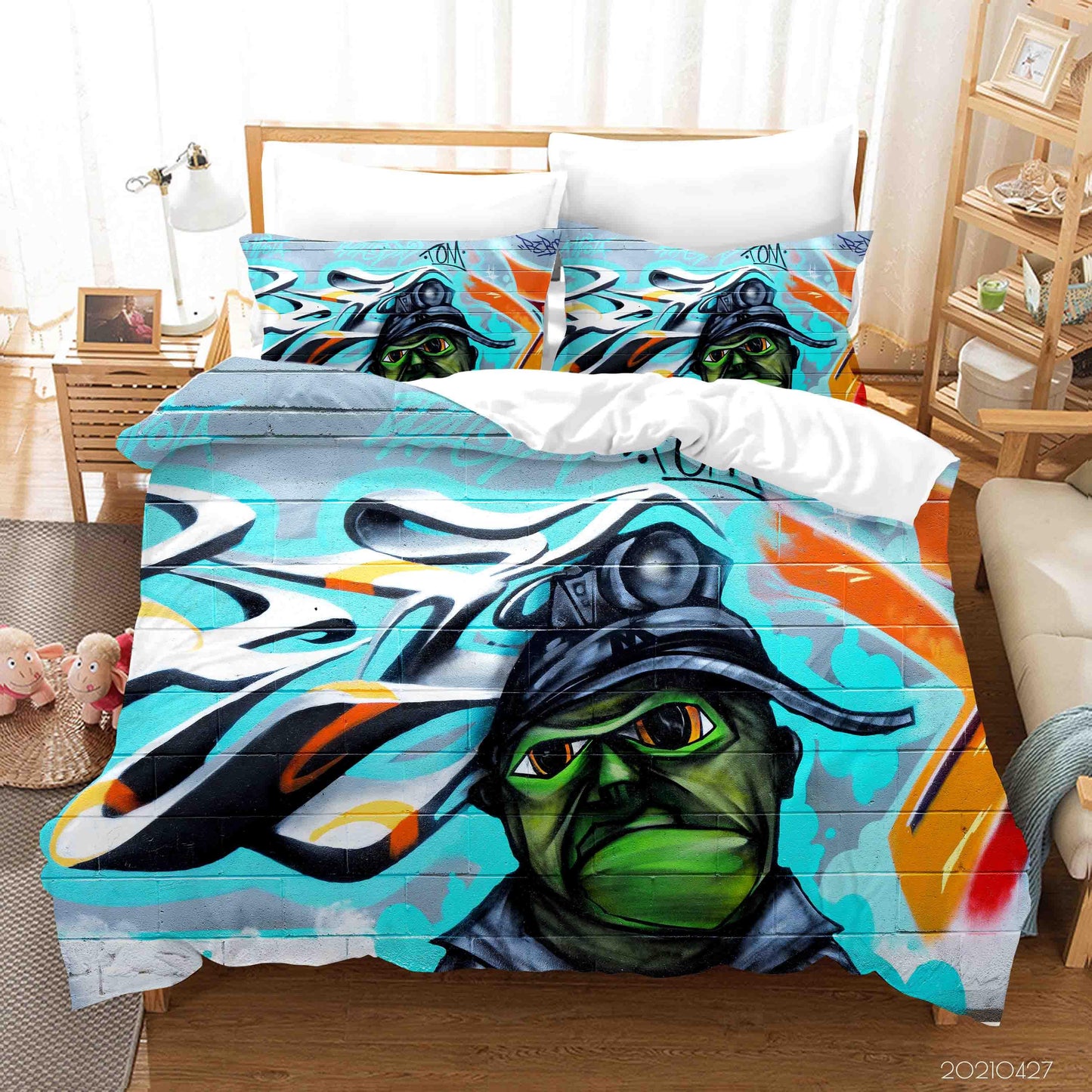 3D Abstract Colored Street Graffiti Quilt Cover Set Bedding Set Duvet Cover Pillowcases 114