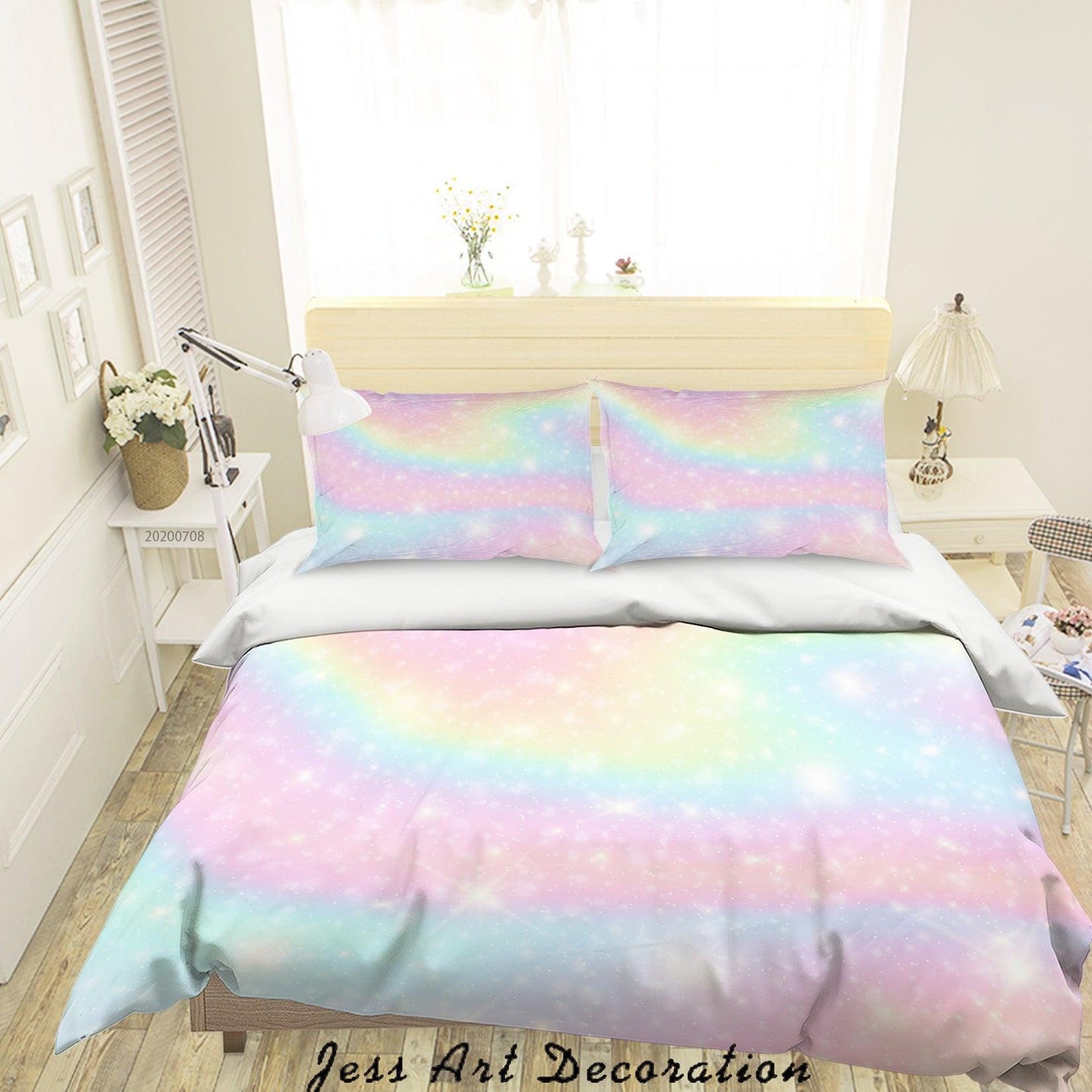 3D Blue Pink Star Quilt Cover Set Bedding Set Duvet Cover Pillowcases SF04