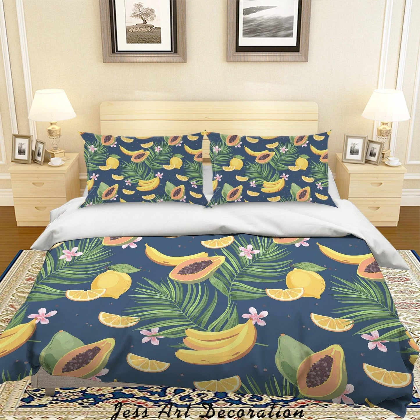 3D Banana Papaya Quilt Cover Set Bedding Set Pillowcases 14