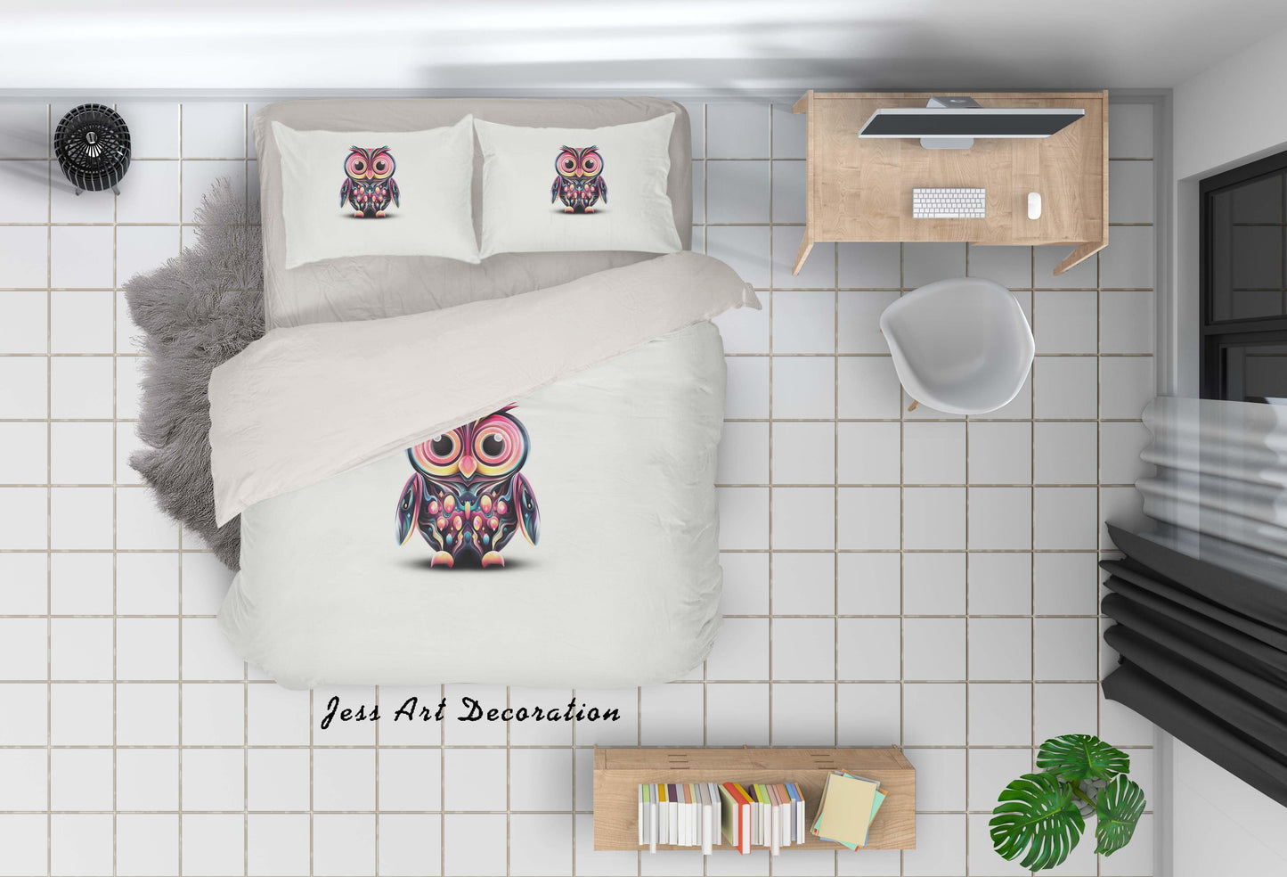 3D Cartoon Owl Quilt Cover Set Bedding Set Pillowcases 06