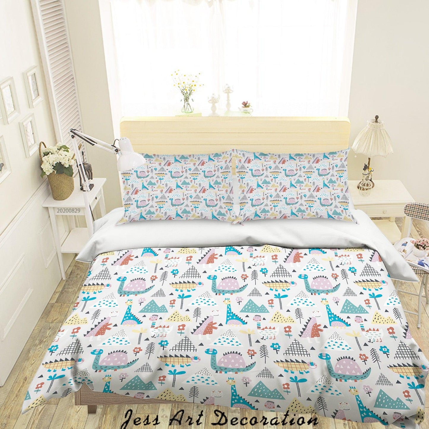 3D Abstract Hand Draw Cartoon Nature Dinosaur Pattern Quilt Cover Set Bedding Set Duvet Cover Pillowcases WJ 3515