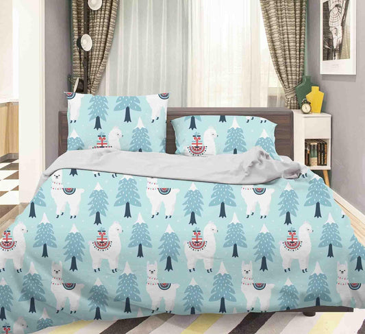3D Cartoon Pine Alpaca Quilt Cover Set Bedding Set Pillowcases 181