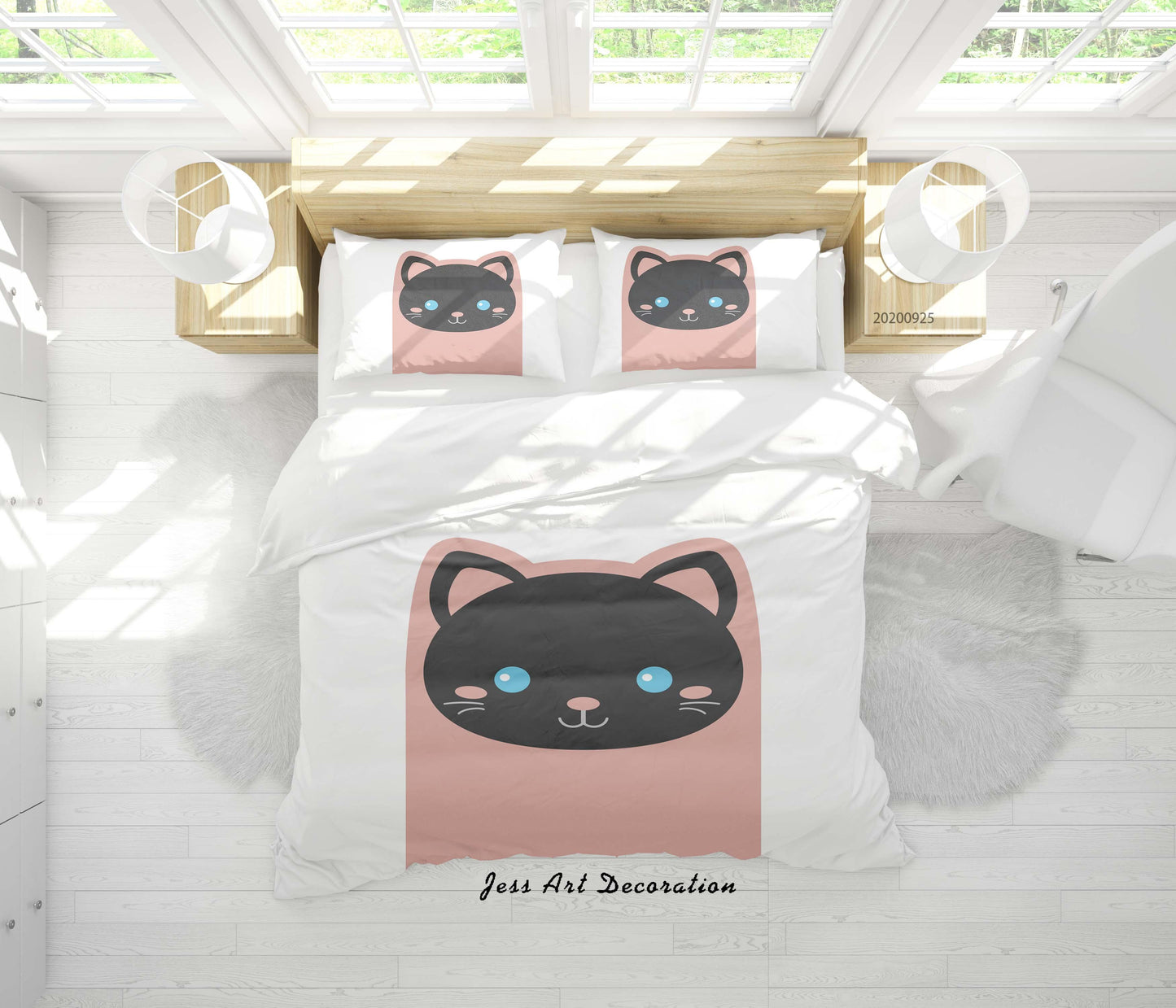 3D Cartoon Animal Cat Pattern Quilt Cover Set Bedding Set Duvet Cover Pillowcases WJ 6475