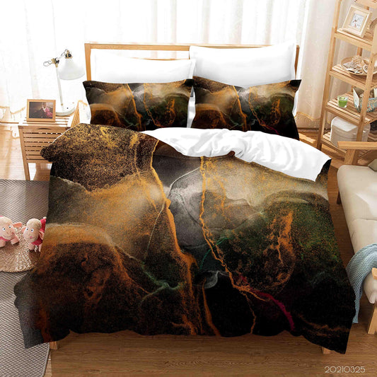 3D Abstract Golden Marble Quilt Cover Set Bedding Set Duvet Cover Pillowcases 207