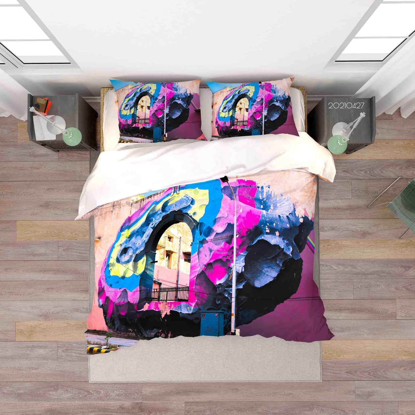3D Abstract Colored Street Graffiti Quilt Cover Set Bedding Set Duvet Cover Pillowcases 120
