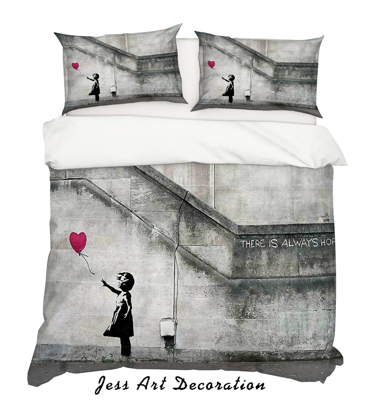 3D Banksy Alone Girl Red Balloon Quilt Cover Set Bedding Set Duvet Cover Pillowcases  ZY D75