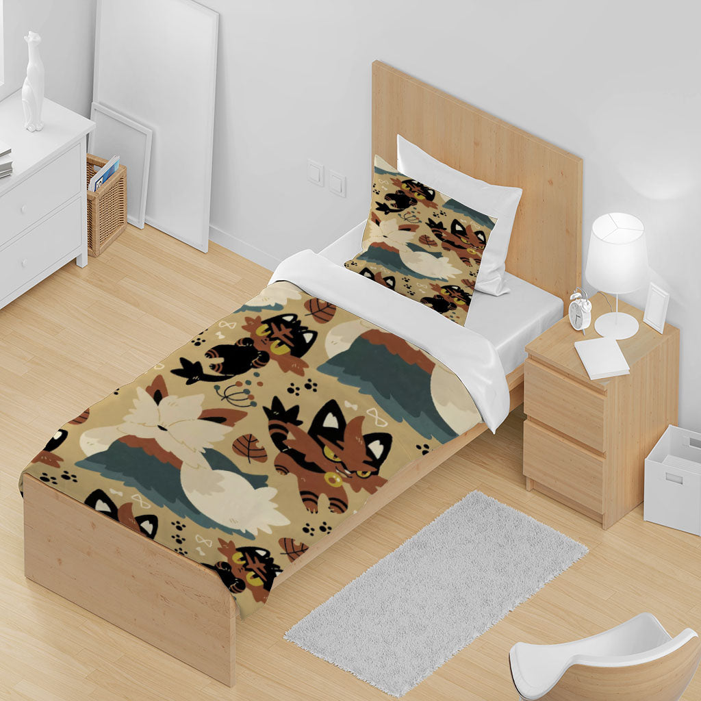3D Cartoon Cat Footprint Brown Quilt Cover Set Bedding Set Duvet Cover Pillowcase 1438