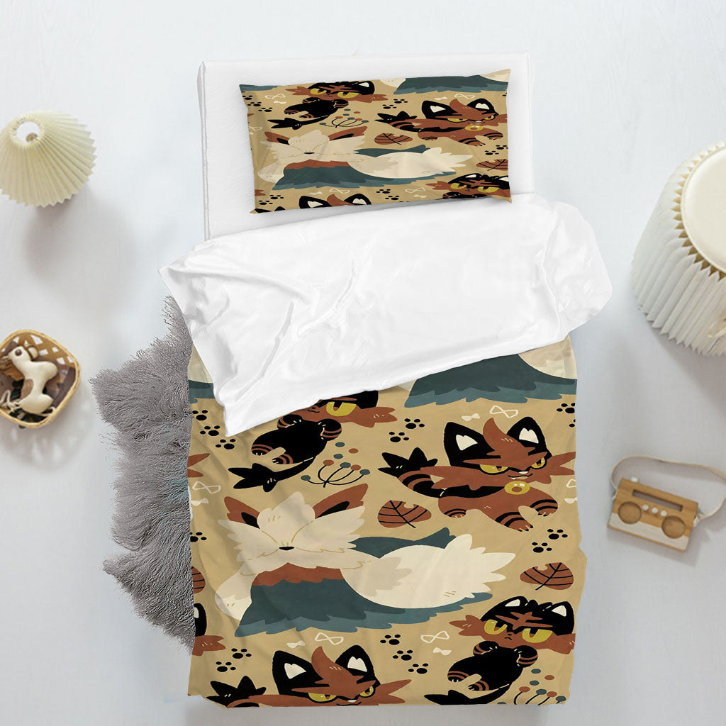 3D Cartoon Cat Footprint Brown Quilt Cover Set Bedding Set Duvet Cover Pillowcase 1438