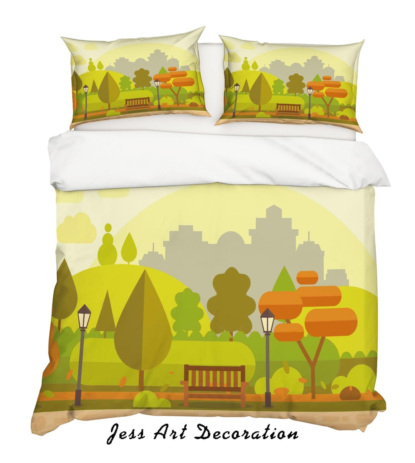 3D Cartoon Green Plants Quilt Cover Set Bedding Set Pillowcases 27