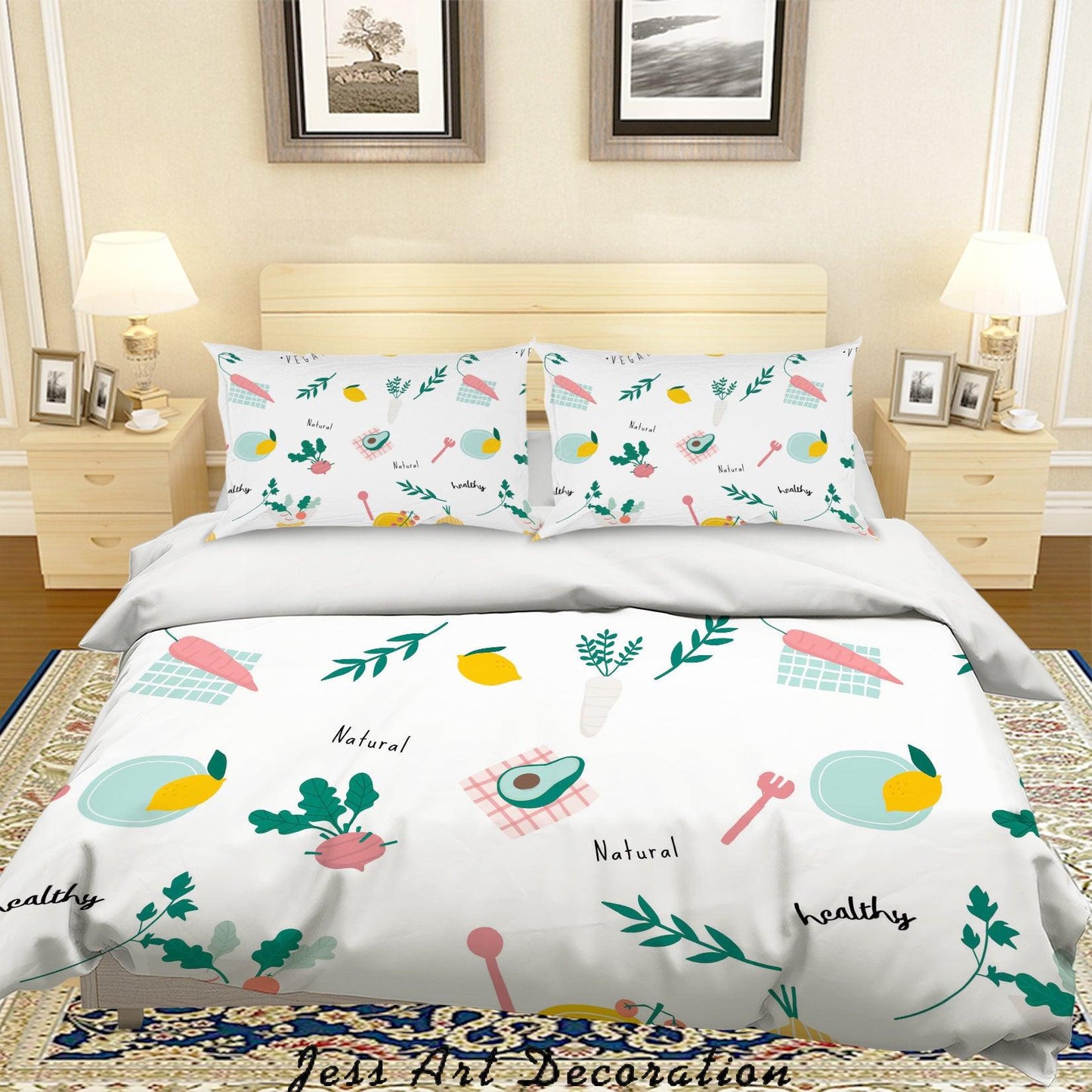 3D Avocado Orange Quilt Cover Set Bedding Set Pillowcases 1