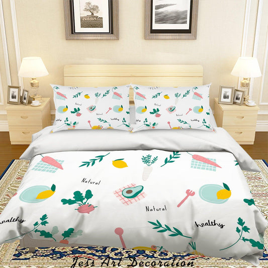 3D Avocado Orange Quilt Cover Set Bedding Set Pillowcases 1