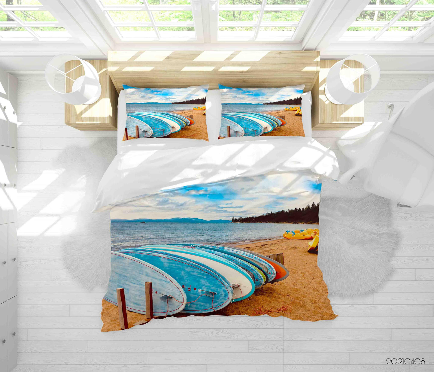 3D Beach Surfboard Quilt Cover Set Bedding Set Duvet Cover Pillowcases 39