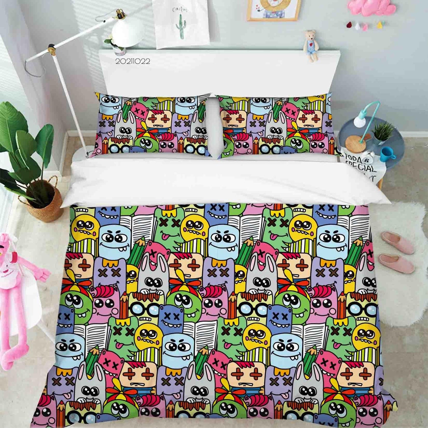 3D Abstract Color Monster Graffiti Quilt Cover Set Bedding Set Duvet Cover Pillowcases 10