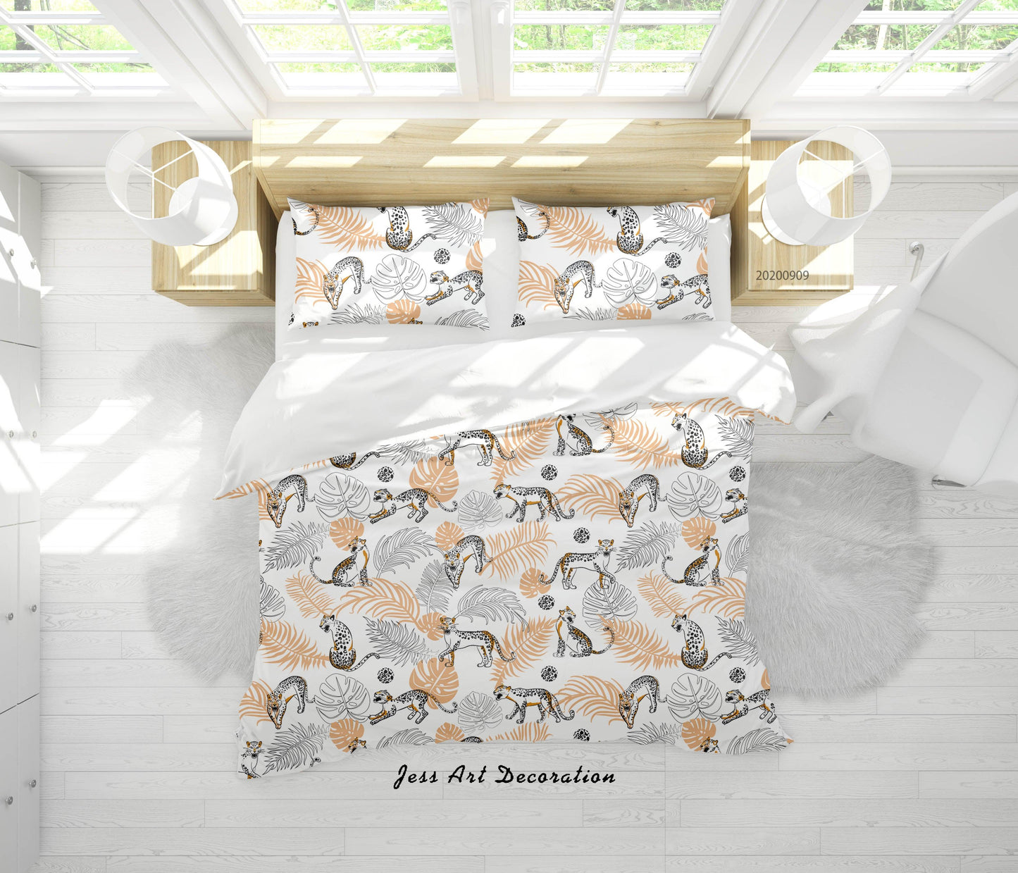 3D Animal Cheetah Pattern Quilt Cover Set Bedding Set Duvet Cover Pillowcases WJ 6051