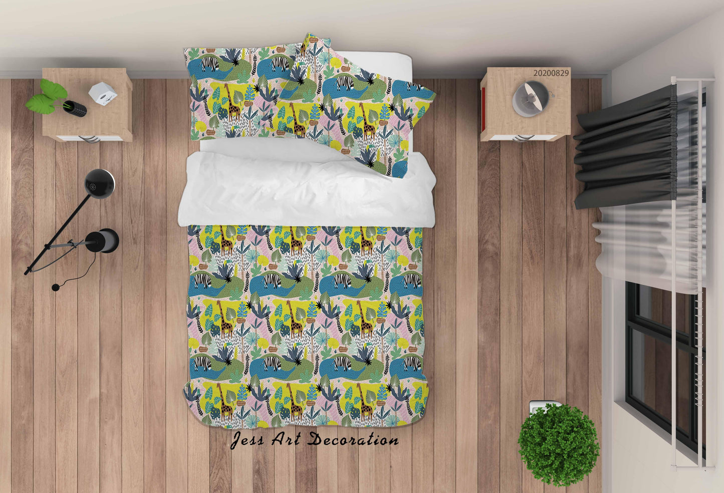 3D Abstract Hand Draw Cartoon Nature Giraffe Pattern Quilt Cover Set Bedding Set Duvet Cover Pillowcases WJ 3534