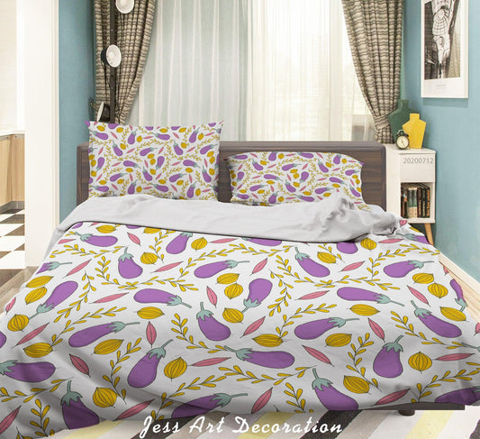 3D Abstract Vintage Eggplant Pattern Quilt Cover Set Bedding Set Duvet Cover Pillowcases WJ 4018