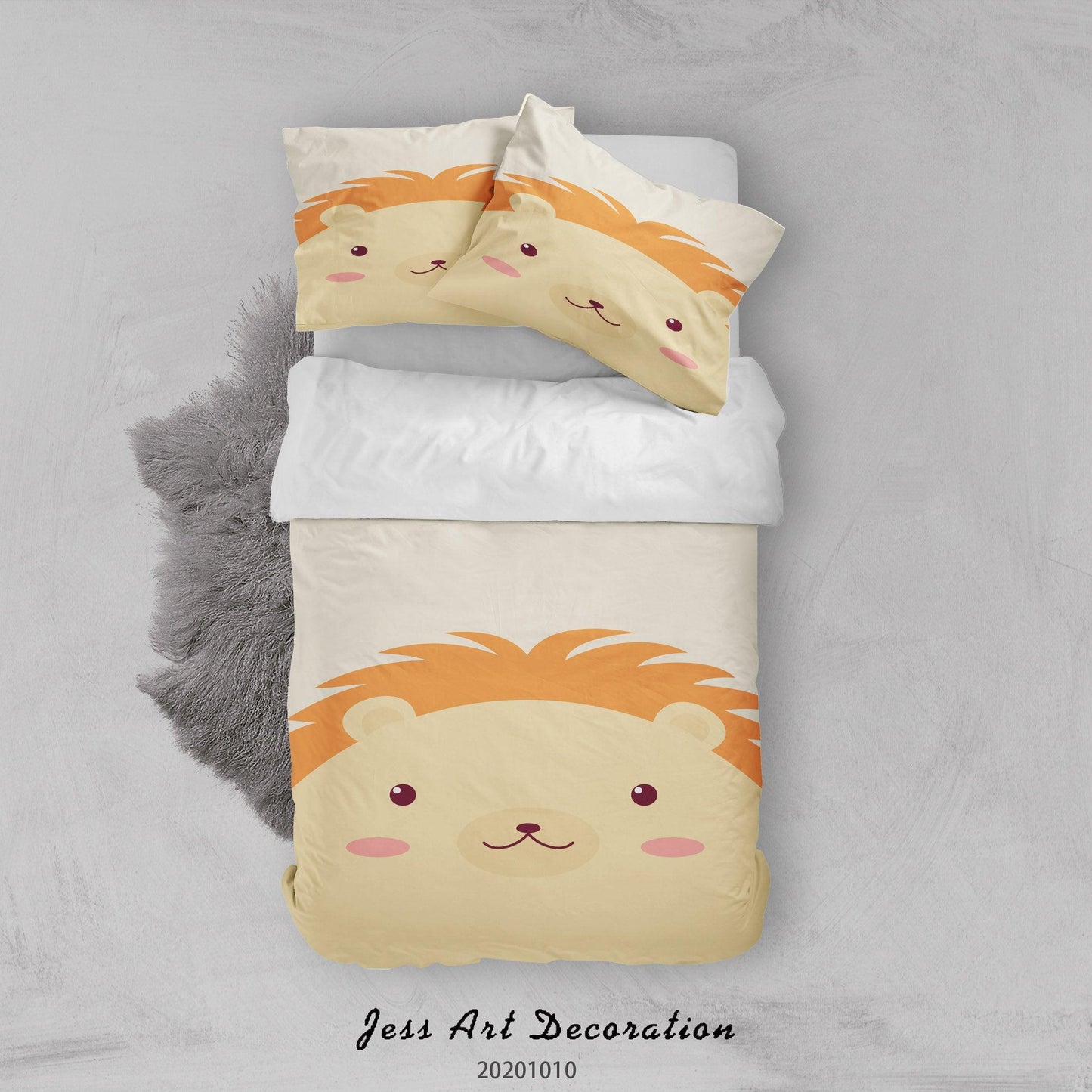 3D Cartoon Cute Animal Hedgehog Quilt Cover Set Bedding Set Duvet Cover Pillowcases WJ 9526