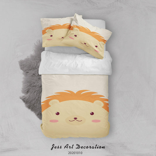 3D Cartoon Cute Animal Hedgehog Quilt Cover Set Bedding Set Duvet Cover Pillowcases WJ 9526