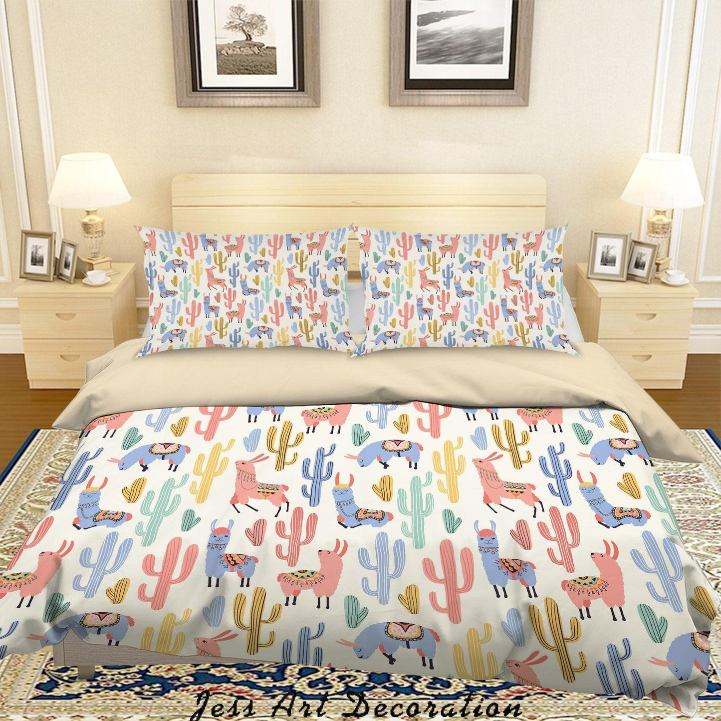 3D Cartoon Cactus Alpaca Quilt Cover Set Bedding Set Duvet Cover Pillowcases SF115