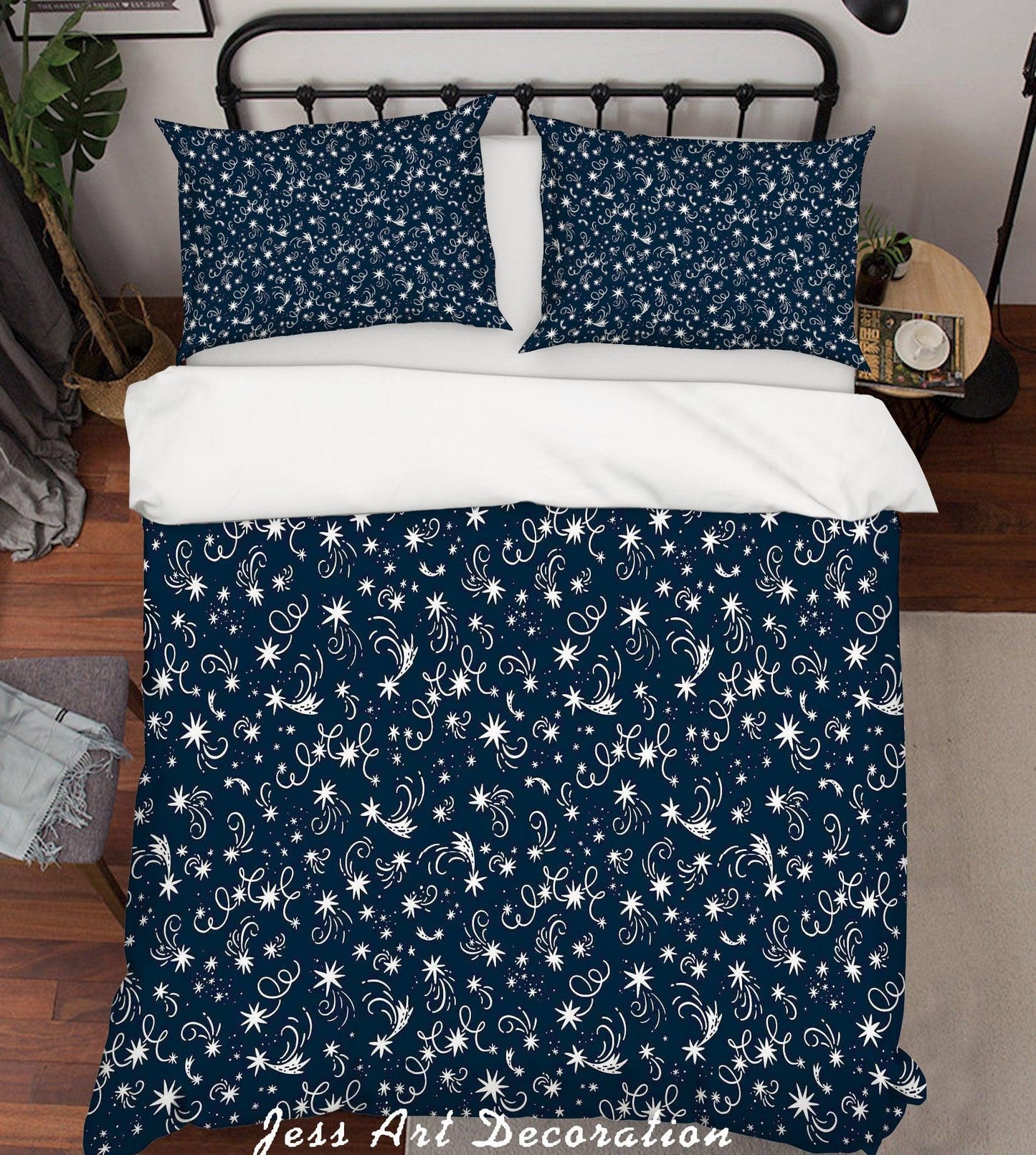 3D Blue Star Quilt Cover Set Bedding Set Duvet Cover Pillowcases SF99