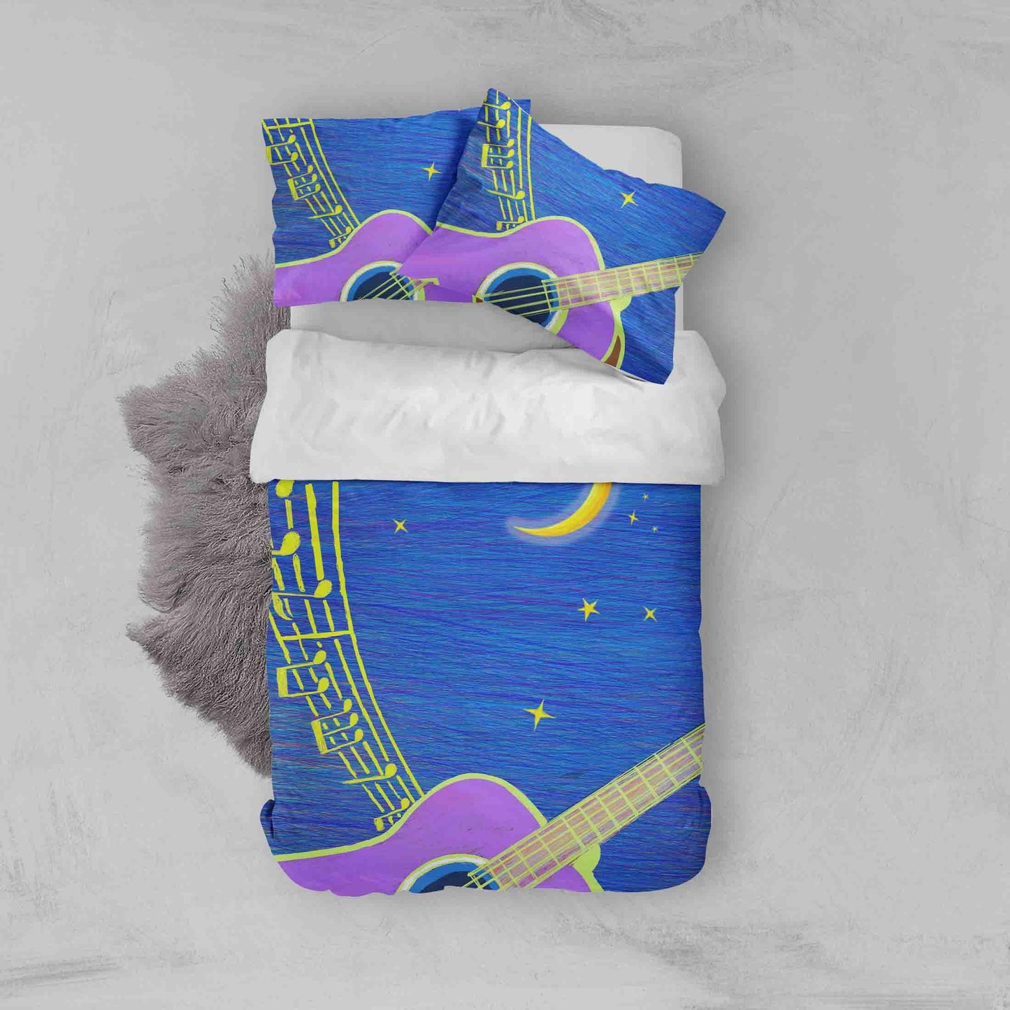 3D Blue Guitar Note Music Quilt Cover Set Bedding Set Pillowcases 129
