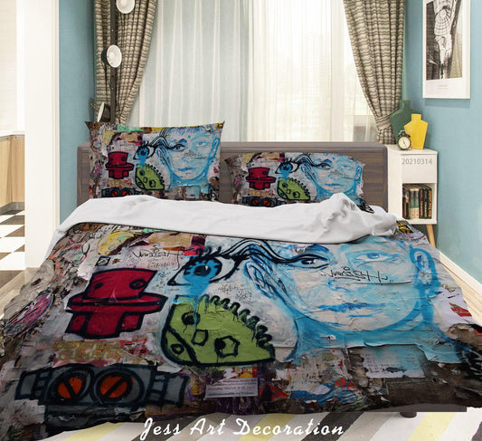 3D Abstract Street Graffiti Artist Works Quilt Cover Set Bedding Set Duvet Cover Pillowcases 116