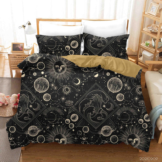 3D Black Space Solar System Planet Quilt Cover Set Bedding Set Duvet Cover Pillowcases 43