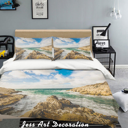 3D  Blue Sky Seaside  Quilt Cover Set Bedding Set Pillowcases  77