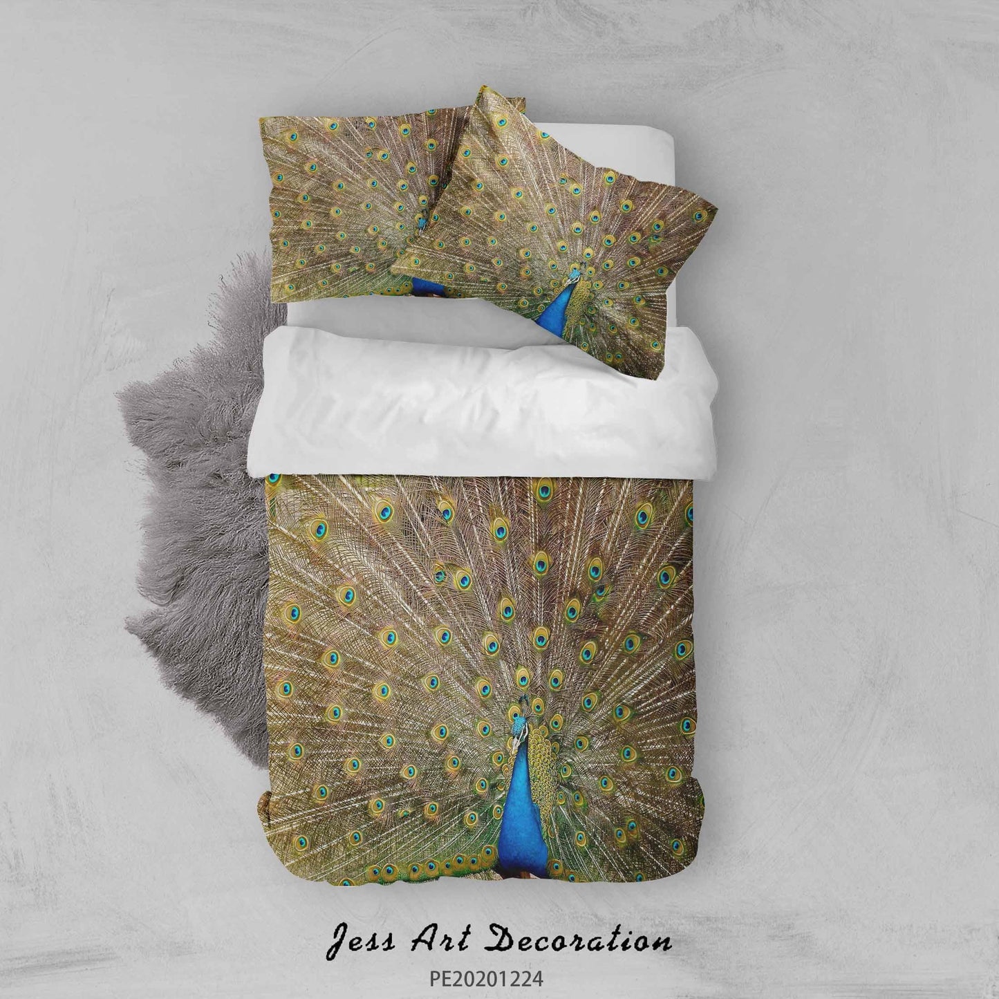 3D Animal Peacock Open Screen Quilt Cover Set Bedding Set Duvet Cover Pillowcases 132 LQH