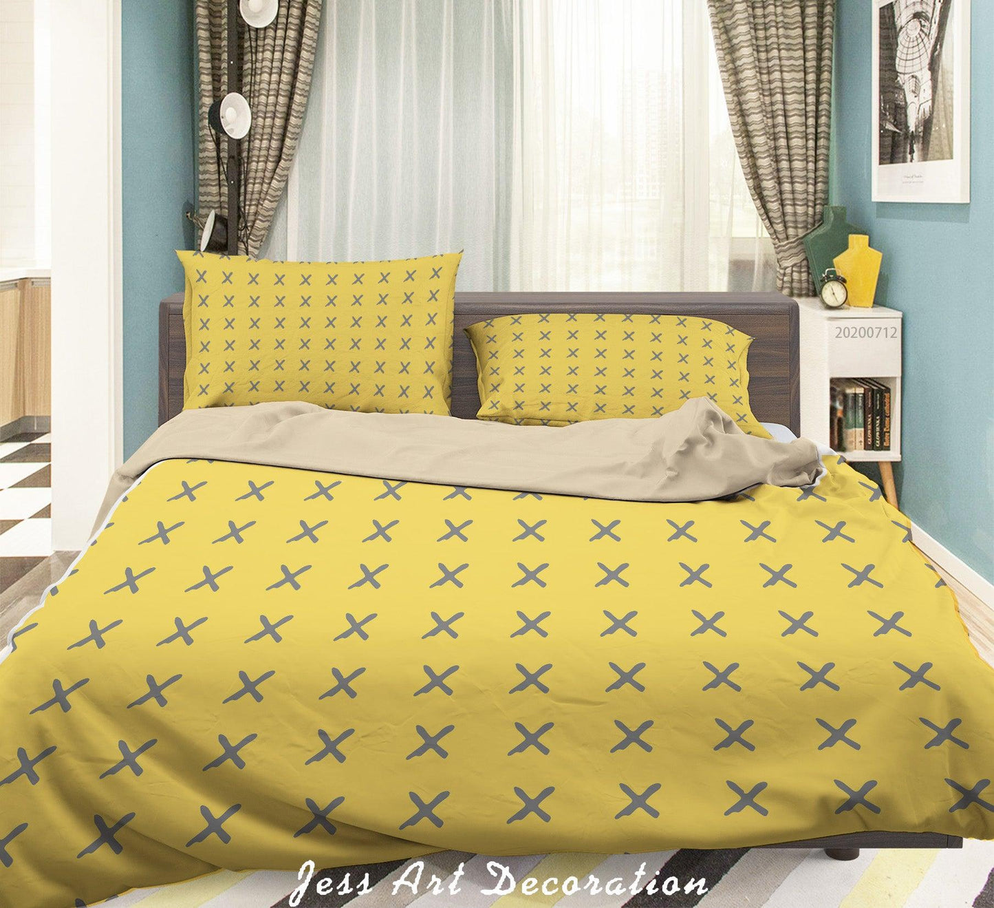 3D Abstract Vintage Cross Pattern Quilt Cover Set Bedding Set Duvet Cover Pillowcases WJ 4007